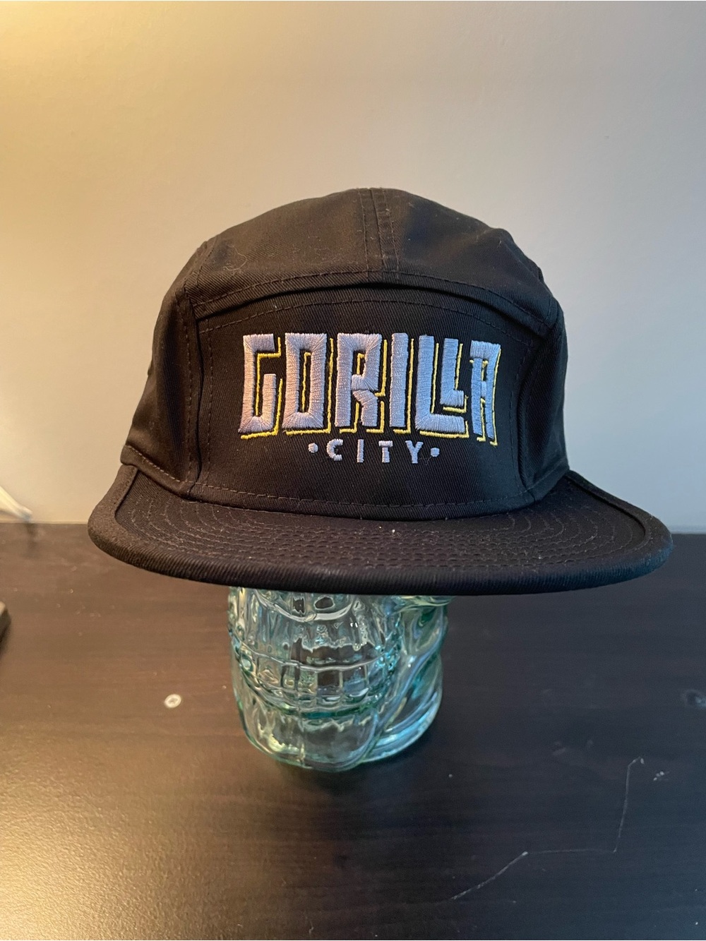 OTTO Black 5-Panel gorilla city Cap with White & Yellow Embroidery
